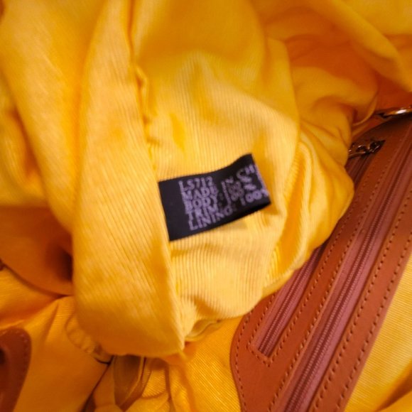 ORYANY Yellow Quilted Fabric Tote Handbag with Leather Accents DH554 - Picture 9 of 14